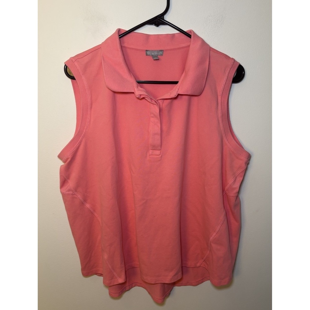 T by Talbots 1x Tank Pink Womens Collared
